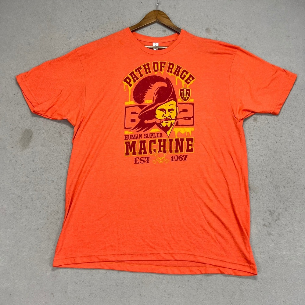 Taz Path of Rage Human Suplex Machine Orange Graphic T-Shirt Mens XXL